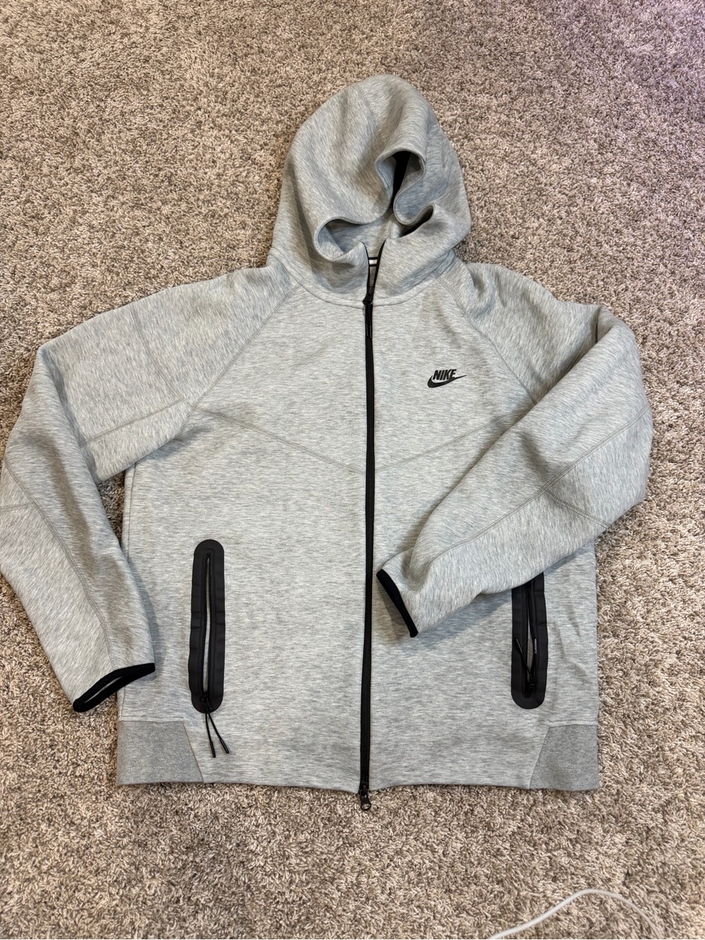 Nike Tech Grey Full-Zip Hoodie with Hood